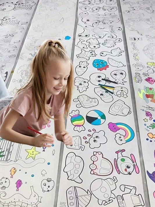 300cm Children's Graffiti Painting Roll With Different Themes, Suitable For Boys And Girls Coloring And Drawing Over 3 Years Old Coloring Roll, Colouring, Frozen, Colouring, Halloween, Water Color, Co