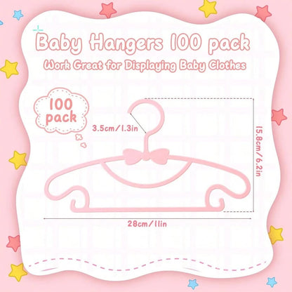 30pcs Bow Hanging Clips Plastic Baby Hangers, Non-Slip Newborn Infant Closet Clothes Organizer For Baby/Toddler Apparel, Ultra-Thin