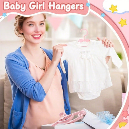 30pcs Bow Hanging Clips Plastic Baby Hangers, Non-Slip Newborn Infant Closet Clothes Organizer For Baby/Toddler Apparel, Ultra-Thin