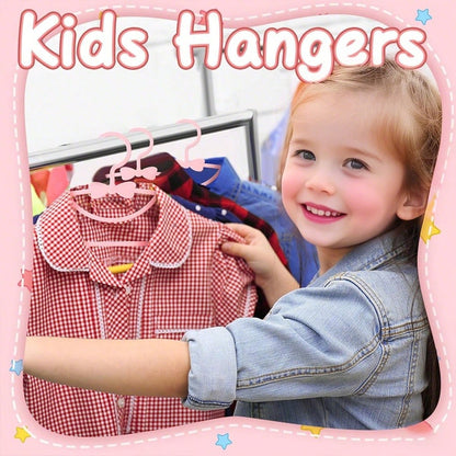 30pcs Bow Hanging Clips Plastic Baby Hangers, Non-Slip Newborn Infant Closet Clothes Organizer For Baby/Toddler Apparel, Ultra-Thin
