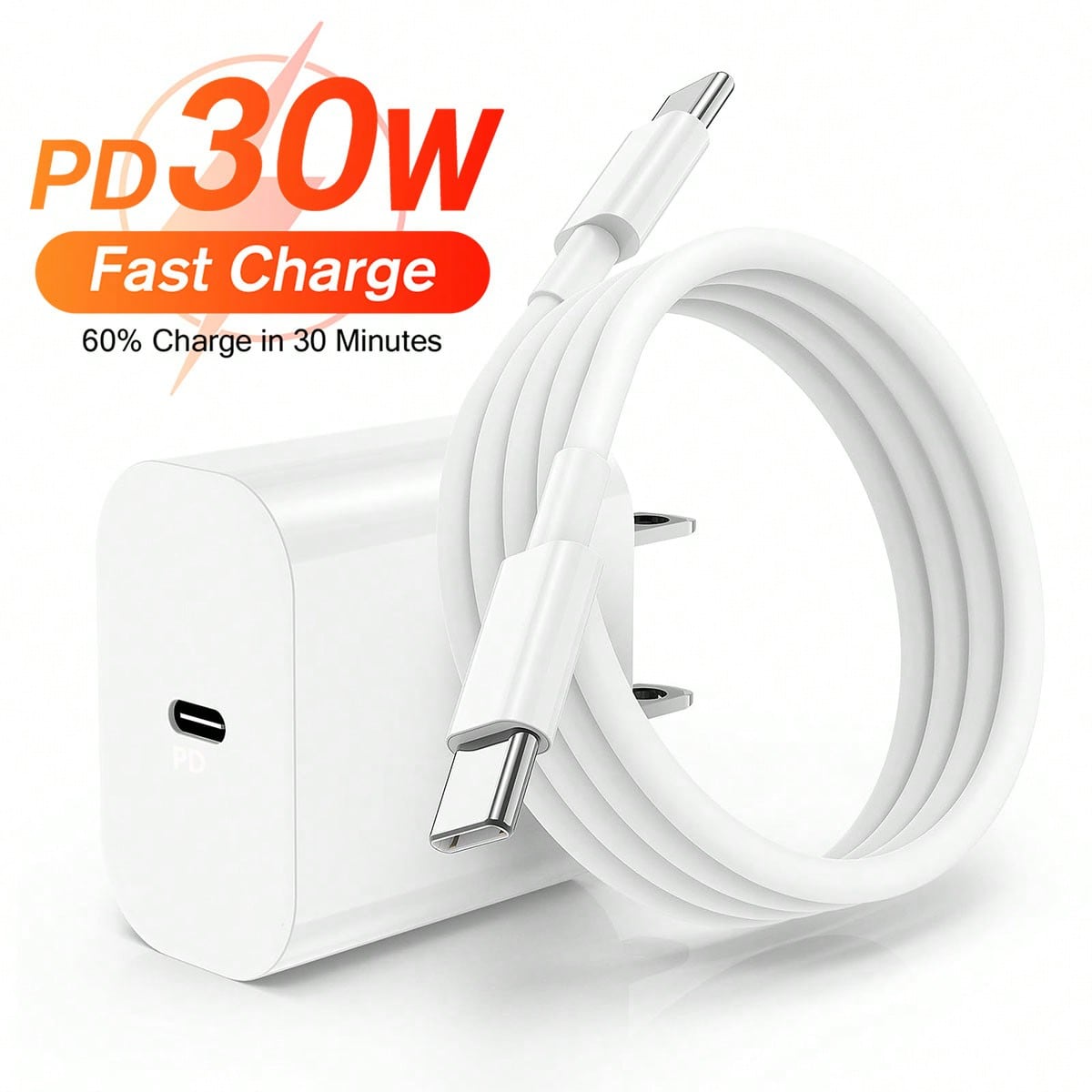 30W Fast Charging Kit [USB C Wall Charger + 3.3ft/100cm USB C To Type C Cable] Compatible With IPhone 16 Pro Max/16 Pro/16 Plus/16/15 Pro Max/15 Pro/15 Plus/15, Nan