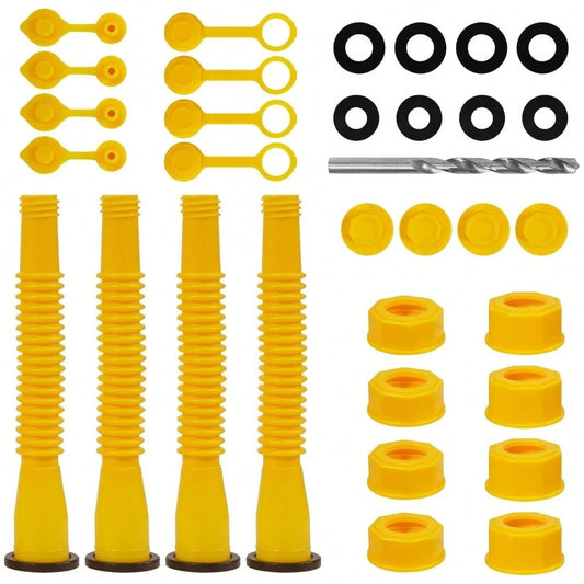 33 Pcs Gas Can Spout Replacement Kit, Gas Can Spout Replacement Fits 5 Gallon Gasoline Cans, With Flexible Nozzles,S Crew Collar Gas Caps For Fuel Transfer Tanks