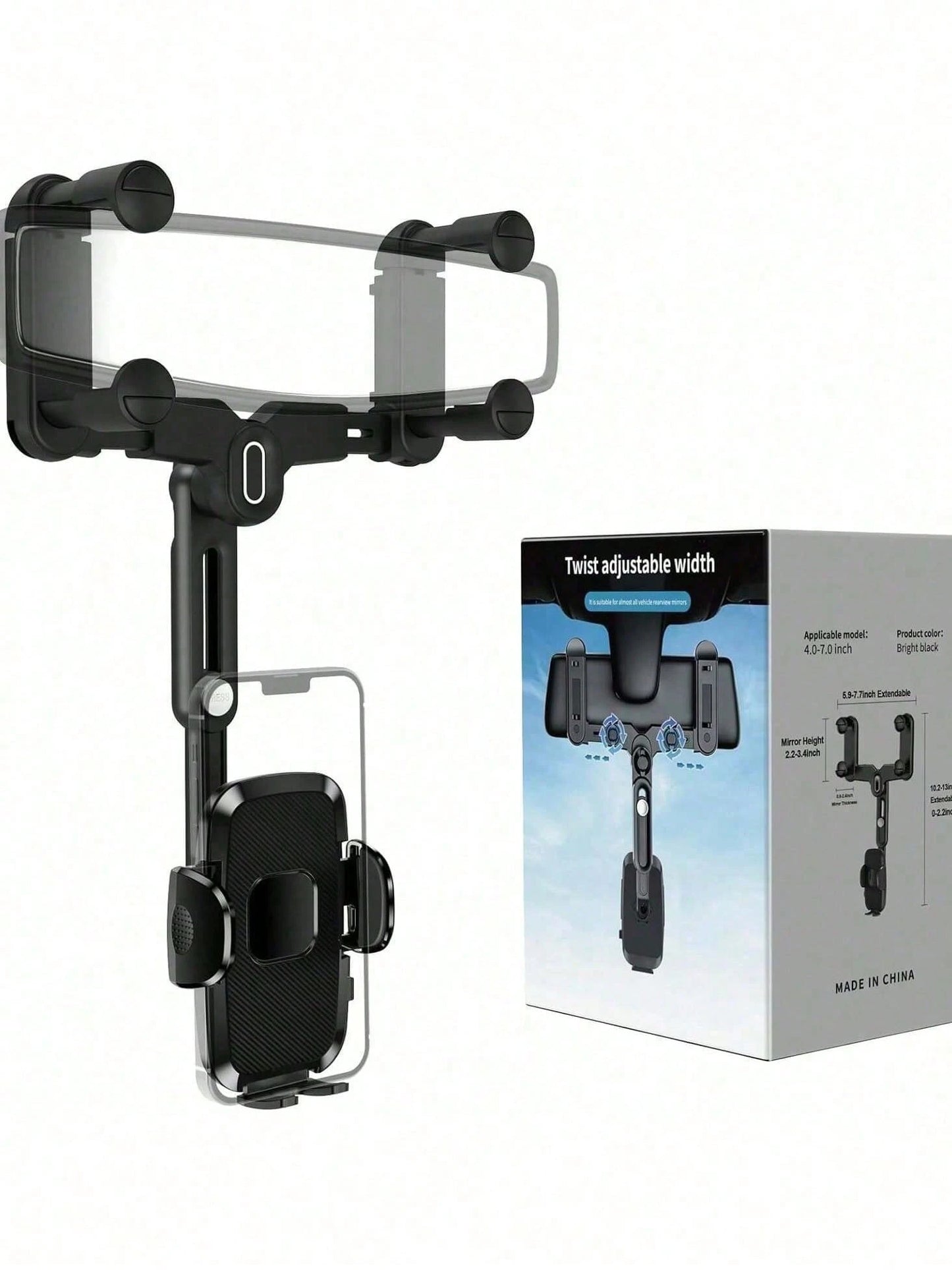 360°Rotatable And Retractable Car Phone Holder Car Rearview Mirror Bracket,Multifunctional Adjustable Universal Phones Holder,Universal Phone GPS Holder Phones Mount Holders For All Smartphones