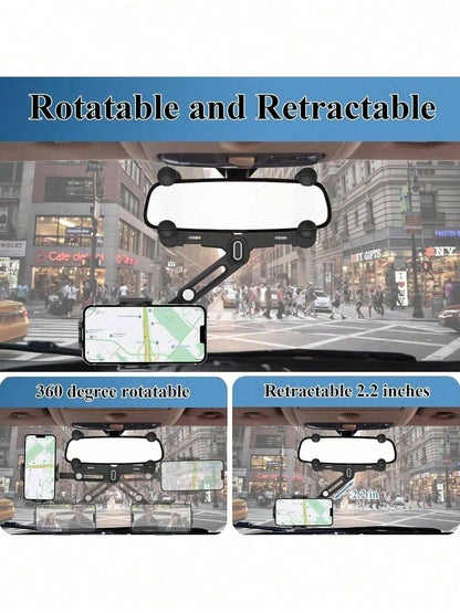 360°Rotatable And Retractable Car Phone Holder Car Rearview Mirror Bracket,Multifunctional Adjustable Universal Phones Holder,Universal Phone GPS Holder Phones Mount Holders For All Smartphones