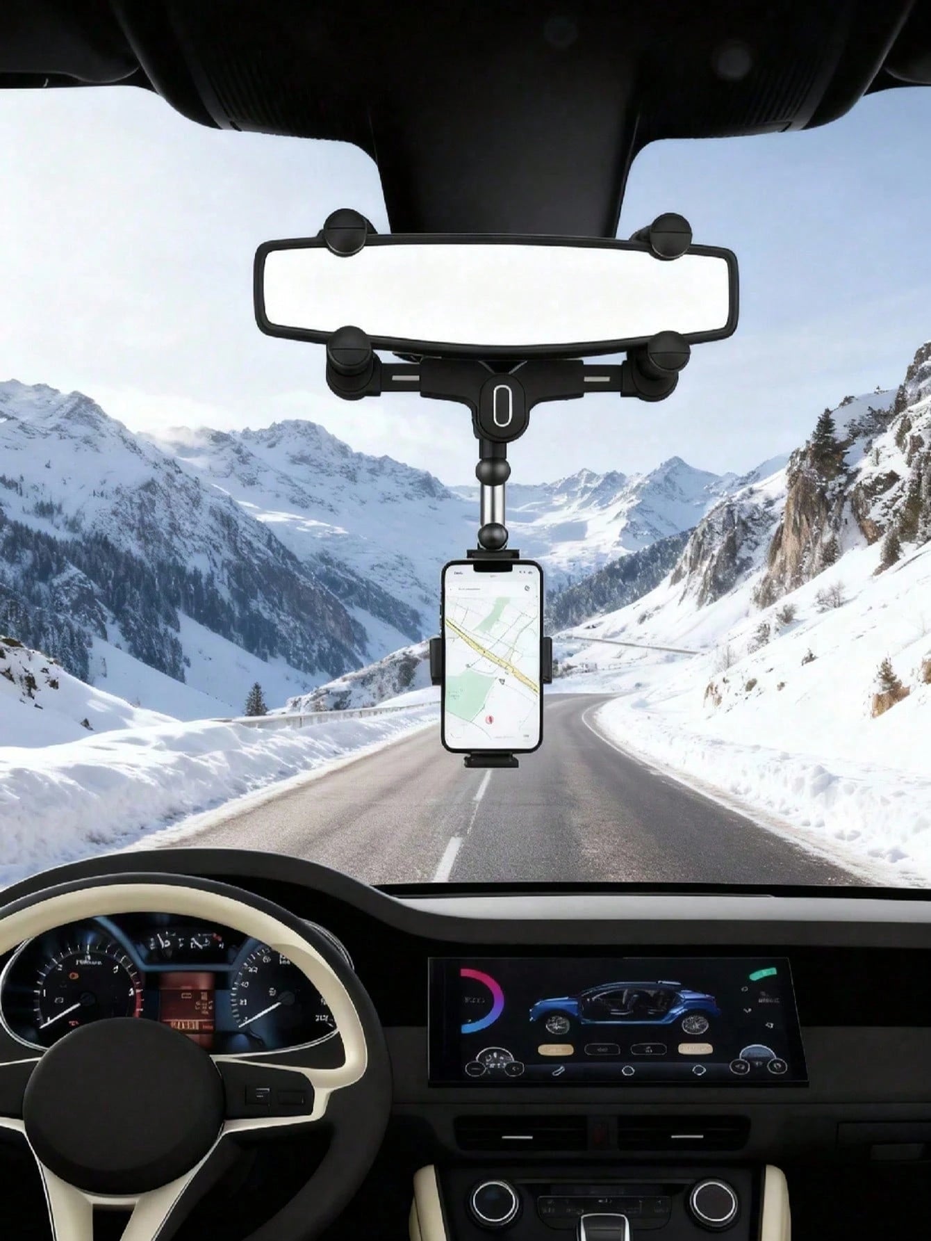 360°Rotatable And Retractable Car Phone Holder Car Rearview Mirror Bracket,Multifunctional Adjustable Universal Phones Holder,Universal Phone GPS Holder Phones Mount Holders For All Smartphones