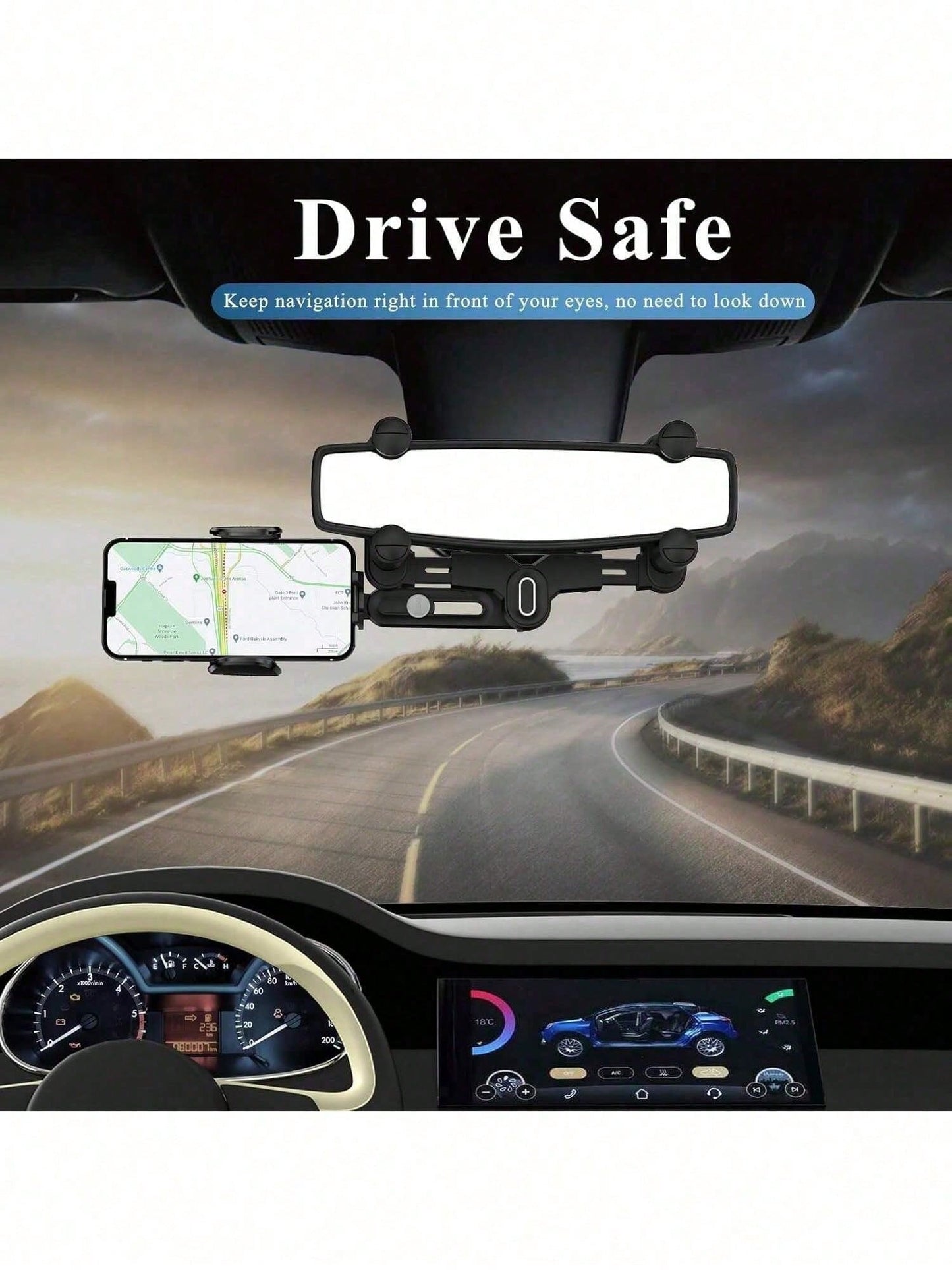360°Rotatable And Retractable Car Phone Holder Car Rearview Mirror Bracket,Multifunctional Adjustable Universal Phones Holder,Universal Phone GPS Holder Phones Mount Holders For All Smartphones