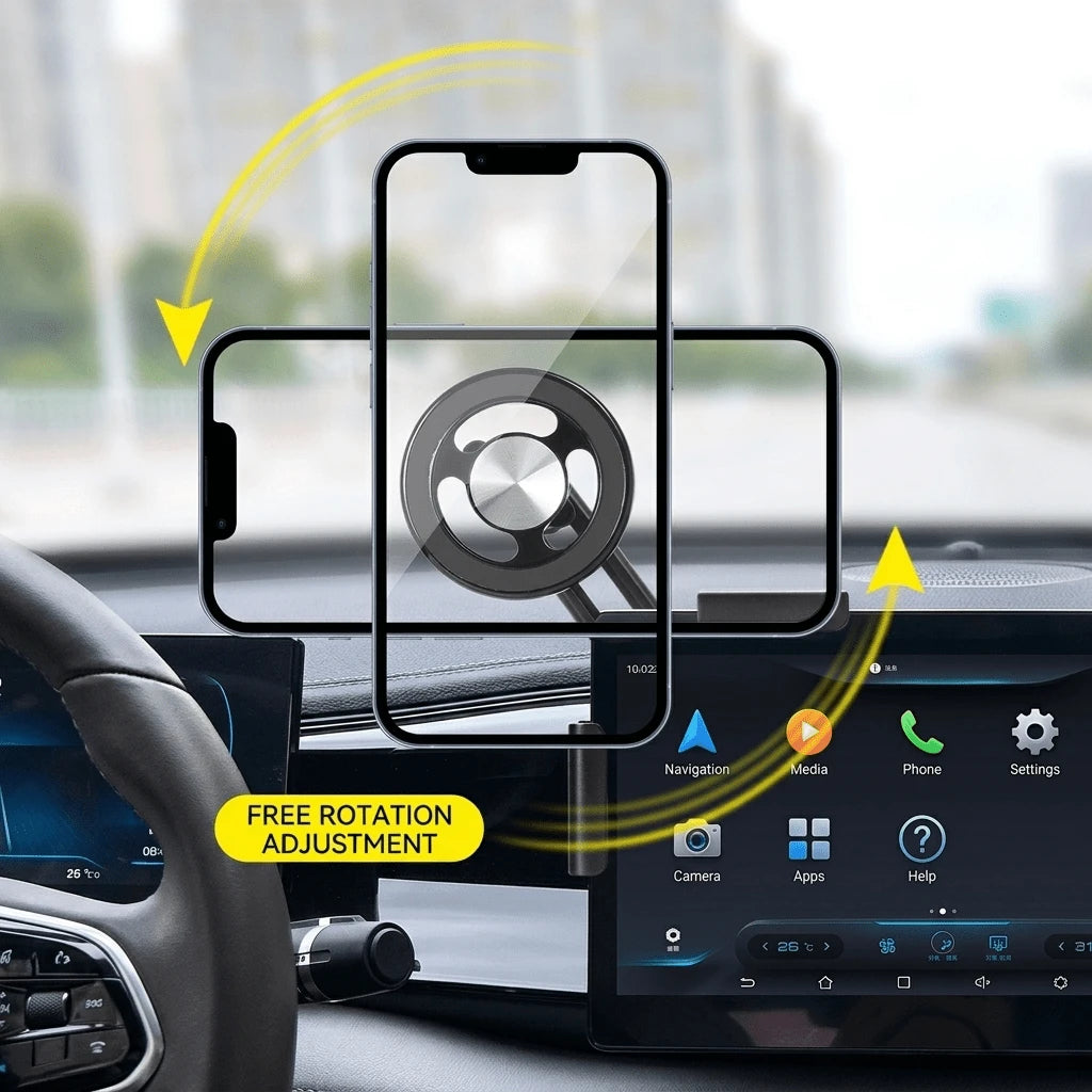 360° Rotating Magnetic Car Phone Holder, With Strong Suction Cup And Triangular Base, Adjustable Side Screen Bracket, Suitable For/Y/X/S And All Smartphones