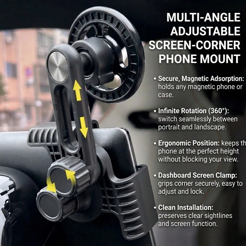 360° Rotating Magnetic Car Phone Holder, With Strong Suction Cup And Triangular Base, Adjustable Side Screen Bracket, Suitable For/Y/X/S And All Smartphones