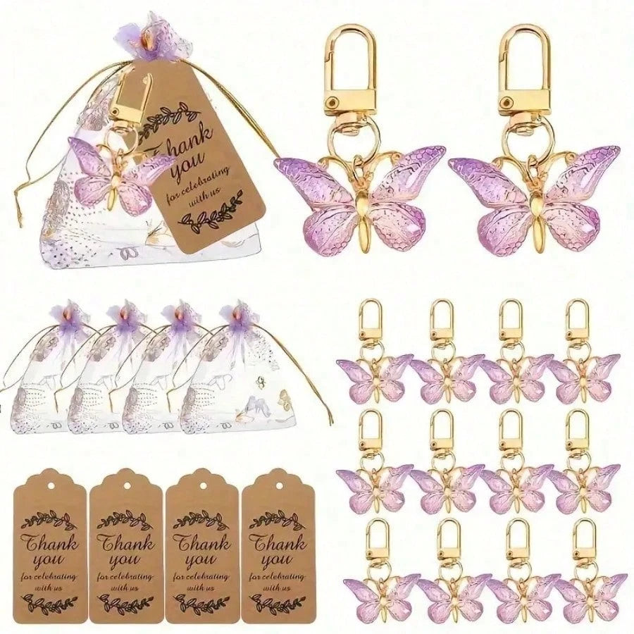 36PCS/1set Butterfly Keychains Gift Set, Gender Reveal Party, Suitable For Birthday, Wedding, Christmas Party, Perfect Gift For Colleagues, Friends And Family