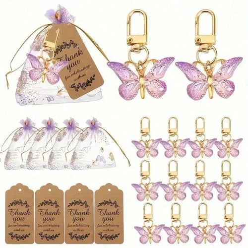36PCS/1set Butterfly Keychains Gift Set, Gender Reveal Party, Suitable For Birthday, Wedding, Christmas Party, Perfect Gift For Colleagues, Friends And Family