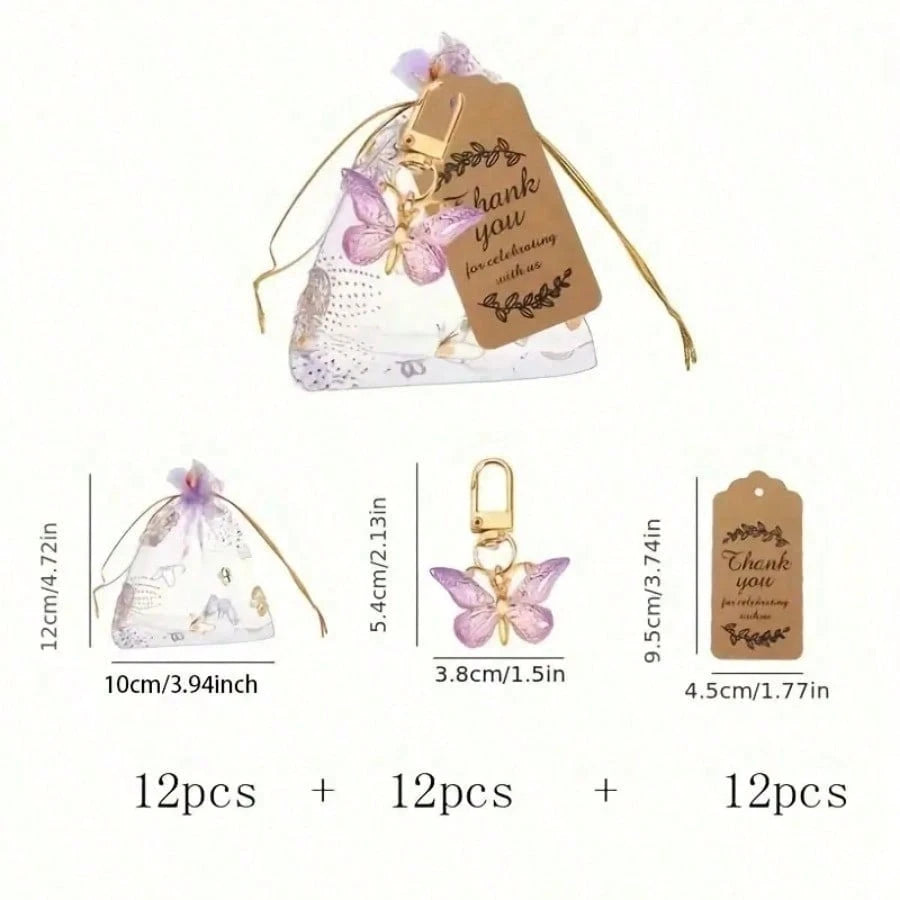 36PCS/1set Butterfly Keychains Gift Set, Gender Reveal Party, Suitable For Birthday, Wedding, Christmas Party, Perfect Gift For Colleagues, Friends And Family