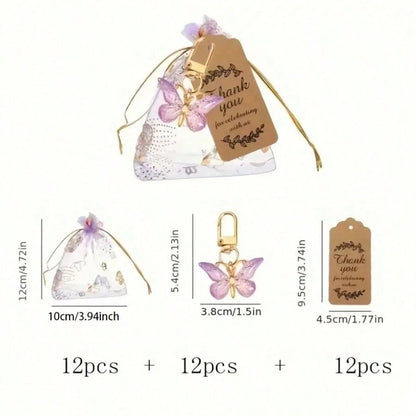 36PCS/1set Butterfly Keychains Gift Set, Gender Reveal Party, Suitable For Birthday, Wedding, Christmas Party, Perfect Gift For Colleagues, Friends And Family