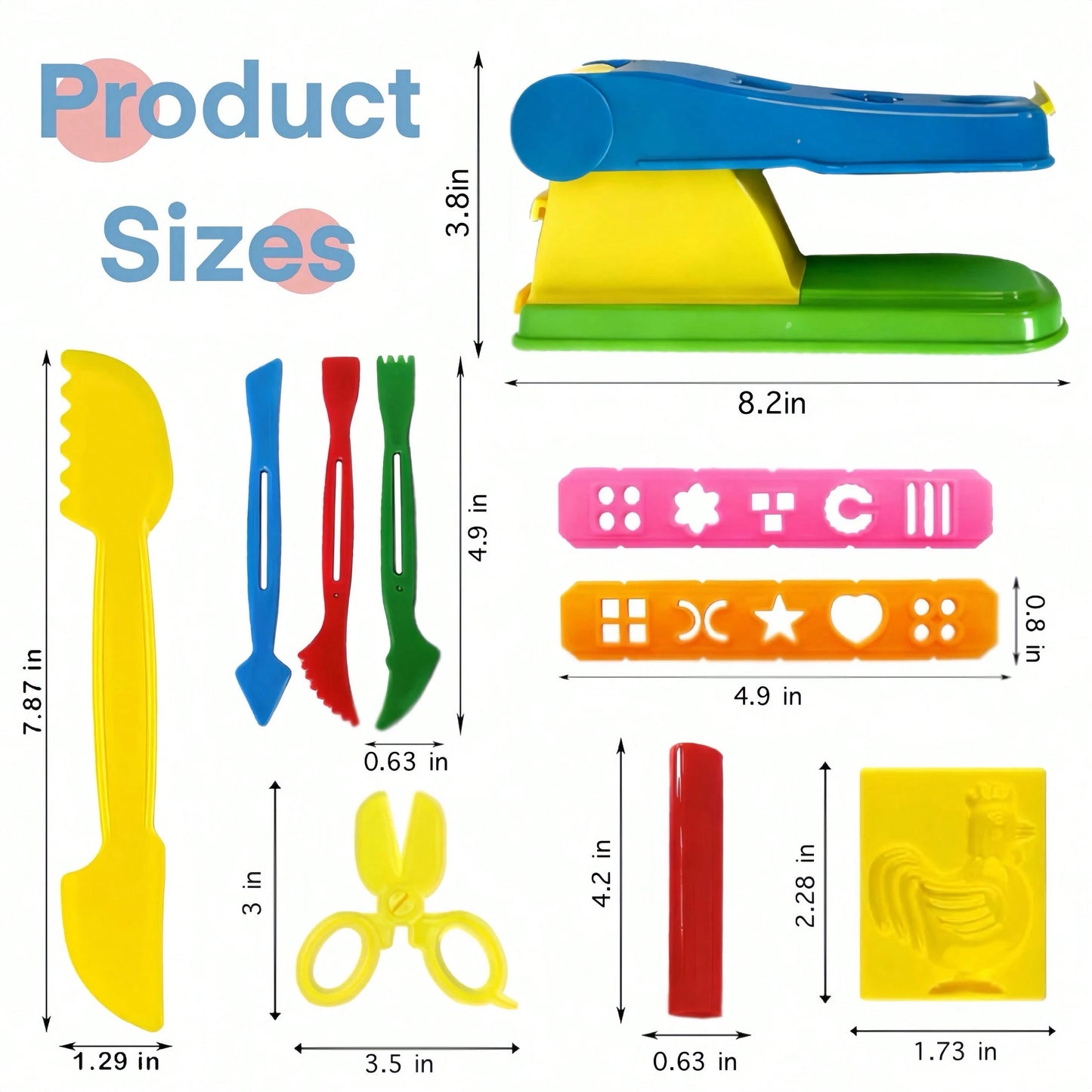 36pcs Clay Tools Set With Rolling Pin, Cutters, Scrapers- Large Blue Clay Extruder, Home Or Classroom- Colorful Animal Molds-Easy-Clean Clay Modeling Tools For Beginners & Experts, Local Warehouse