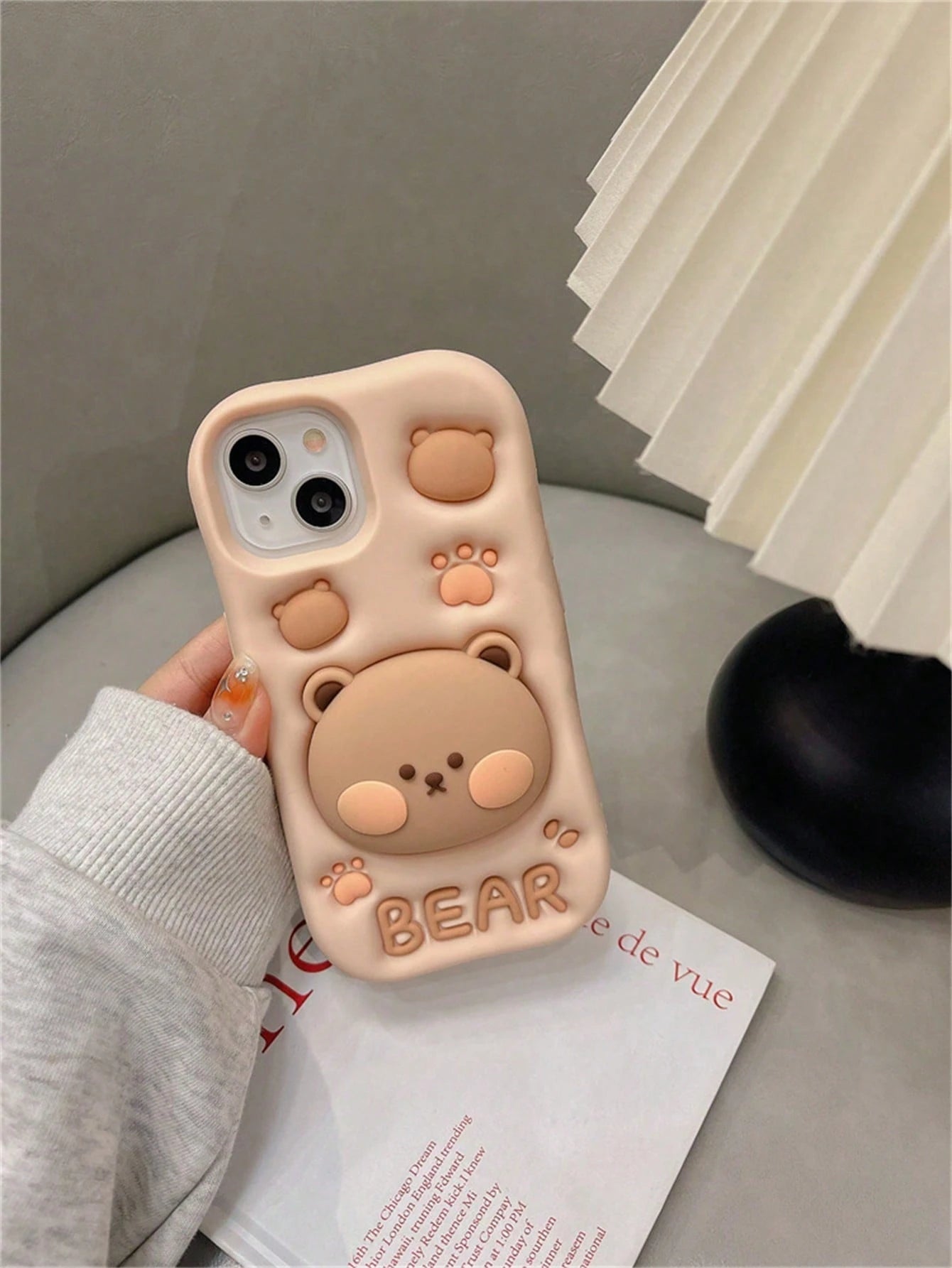 3D Bear Expandable Stand Phone Case Compatible With IPhone13, IPhone14ProMax/IPhone14Pro/IPhone14, IPhone17ProMax, Novelty Silicone Cartoon Phone Case For IPhone11/12/15ProMax/15Pro/15, IPhone16ProMax