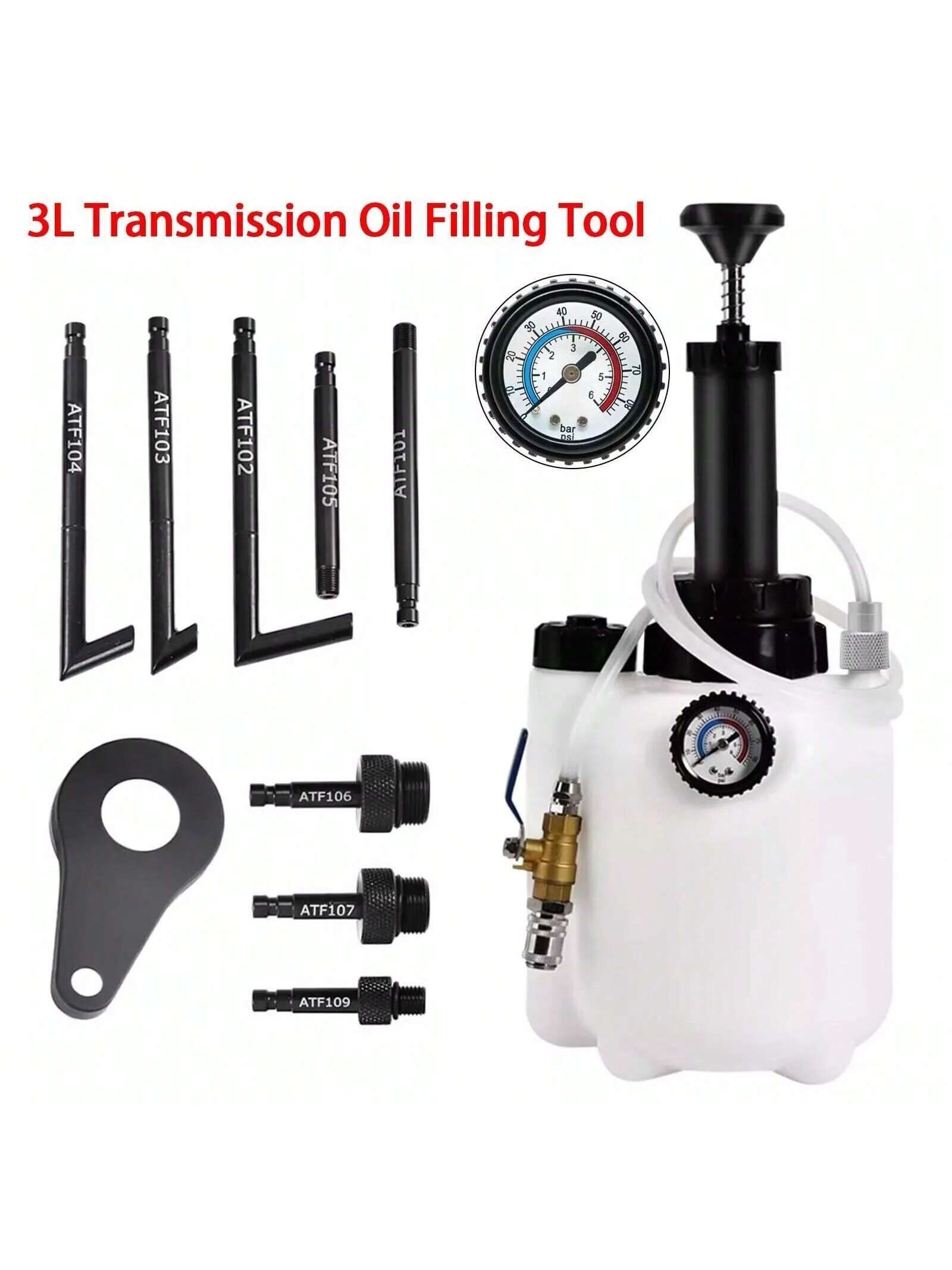 3L Transmission Oil Filling Tool With 8pcs Adaptors & System Fluid Pump Manual