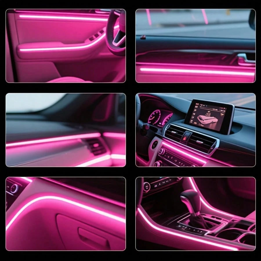 3m/118inch USB Interior Car Neon Light (Center Console + Dashboard) With Matching Armrest Storage Box, RGB LED Light Strip For Ambient Application Control, No Battery