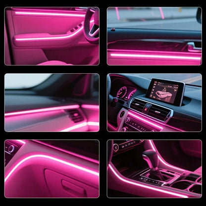 3m/118inch USB Interior Car Neon Light (Center Console + Dashboard) With Matching Armrest Storage Box, RGB LED Light Strip For Ambient Application Control, No Battery
