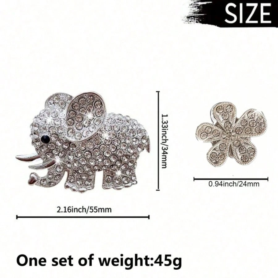 3PCS/6PCS Rhinestone Elephant Six-Petal Flower Car Air Vent Fragrance Clip, Car Interior Decoration Set, Sparkling Scented Accessory