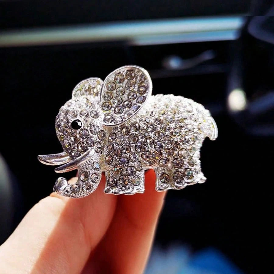 3PCS/6PCS Rhinestone Elephant Six-Petal Flower Car Air Vent Fragrance Clip, Car Interior Decoration Set, Sparkling Scented Accessory