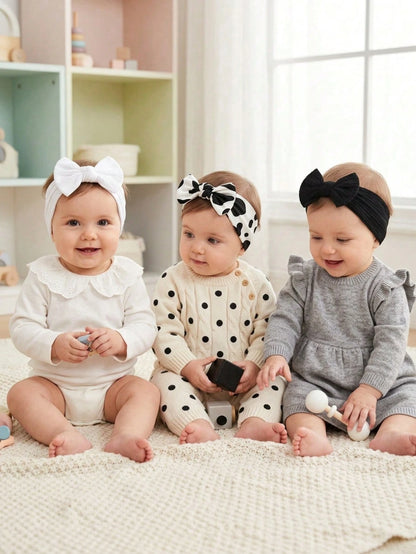 3pcs Autumn Cute Leopard Print Bow Baby Headband, Soft Skin-Friendly Princess Baby Hair Accessories Set