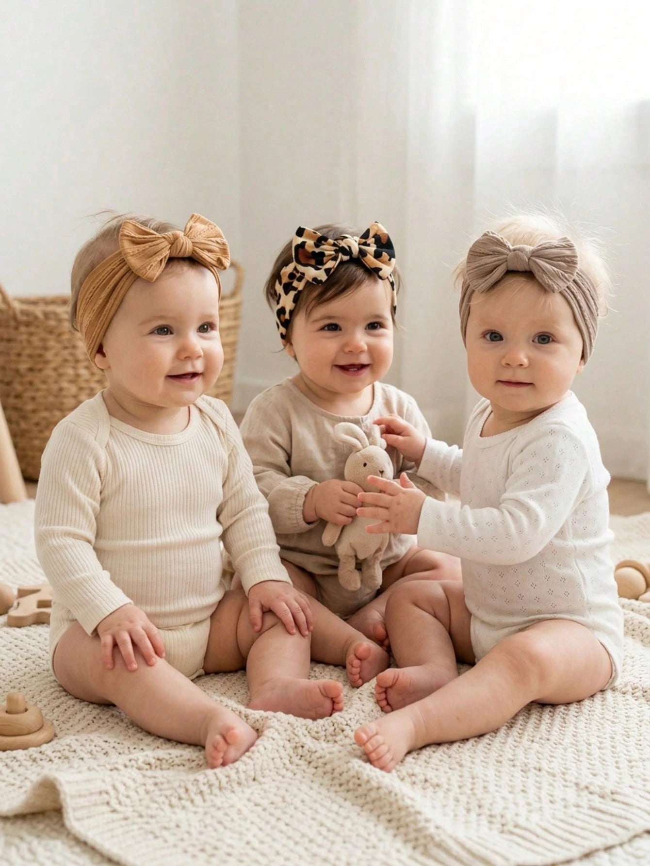 3pcs Autumn Cute Leopard Print Bow Baby Headband, Soft Skin-Friendly Princess Baby Hair Accessories Set