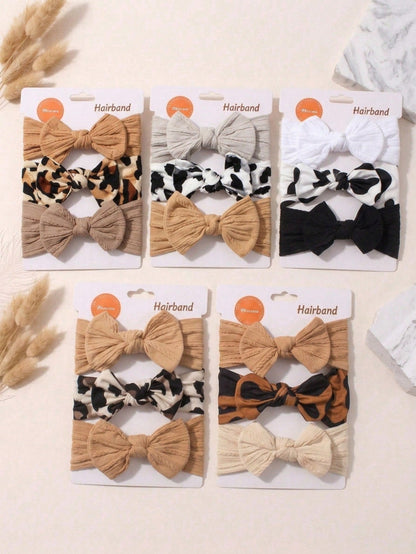 3pcs Autumn Cute Leopard Print Bow Baby Headband, Soft Skin-Friendly Princess Baby Hair Accessories Set