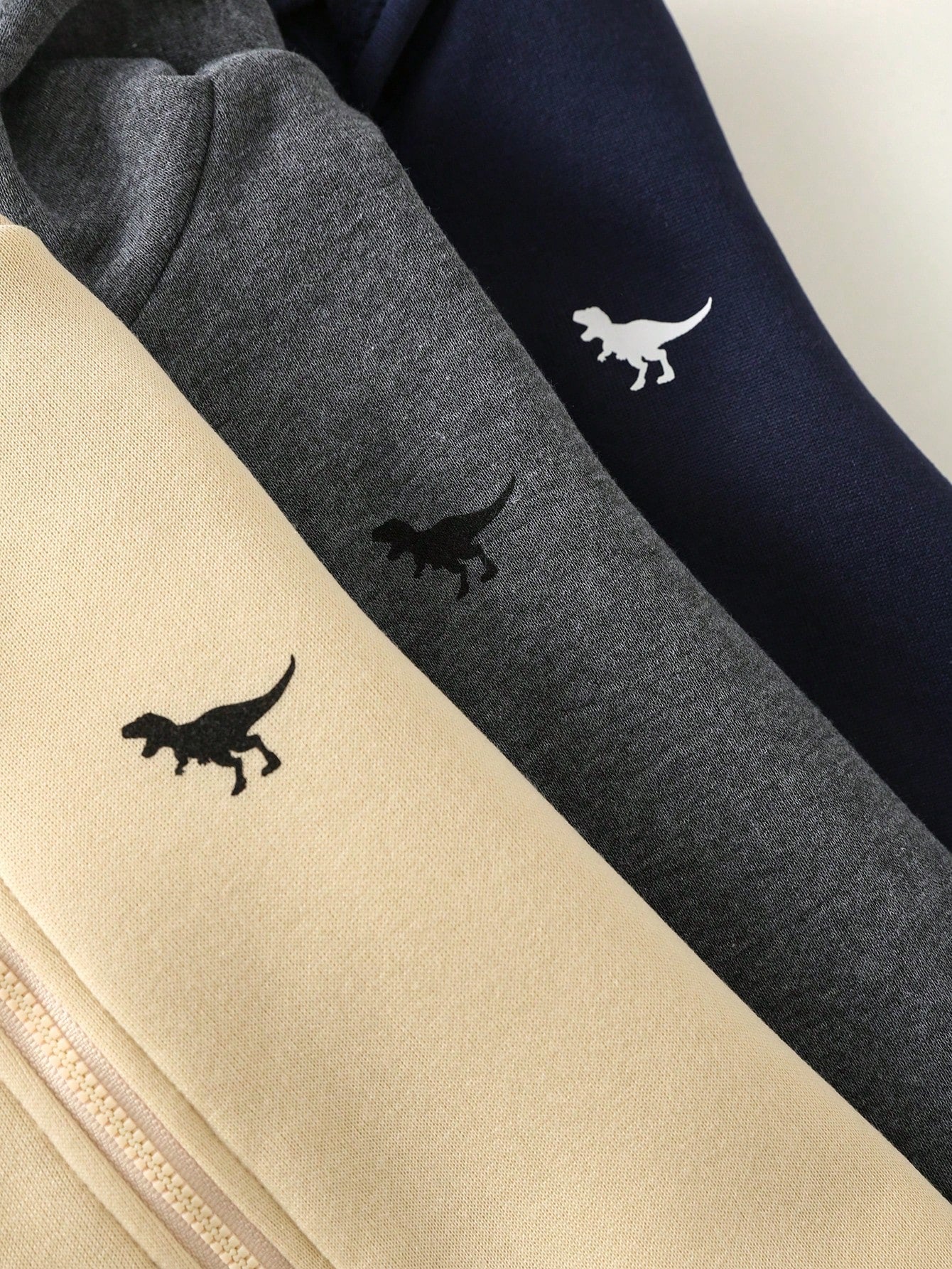 3pcs Baby Boy/Girl Grey Navy Blue Winter Jumpsuit Set,Brushed Thick Knit Hooded Long Sleeve Modest Home Wear,Dinosaur Print Loose Soft Jumpsuits