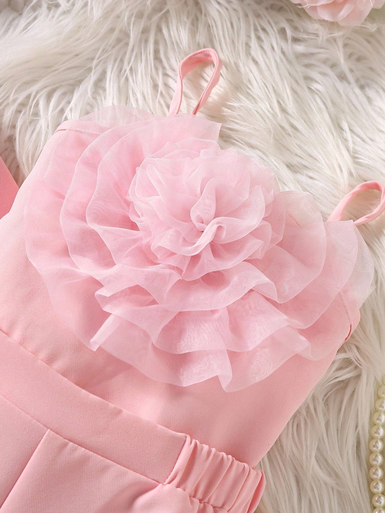 3pcs Baby Girl Party Outfit Set: Solid Color Mandarin Collar Blazer, Mesh Floral Decor Camisole, And Elastic Waist Wide Leg Pants, Suitable For Spring And Autumn,Wedding, Party,Prom, Birthday,Ha