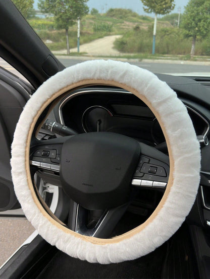 3pcs Car Plush Steering Wheel Cover And Shoulder Protection Cover Three Pieces Set Combination Suitable For Use In Spring, Autumn And Winter,Car Stuff For Woman,Pink Car Stuff