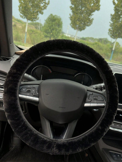 3pcs Car Plush Steering Wheel Cover And Shoulder Protection Cover Three Pieces Set Combination Suitable For Use In Spring, Autumn And Winter,Car Stuff For Woman,Pink Car Stuff