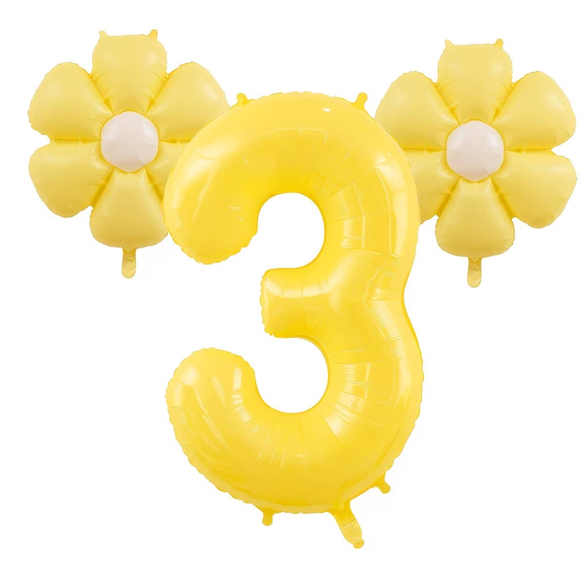3pcs Giant 40 Inch Lemon Yellow Number Balloon Set, Includes 18 Inch Fresh Daisy Balloons, Suitable For Birthday Party Decoration, Summer Events, Baby Shower And Banquet- Birthday Party Gathering Dec