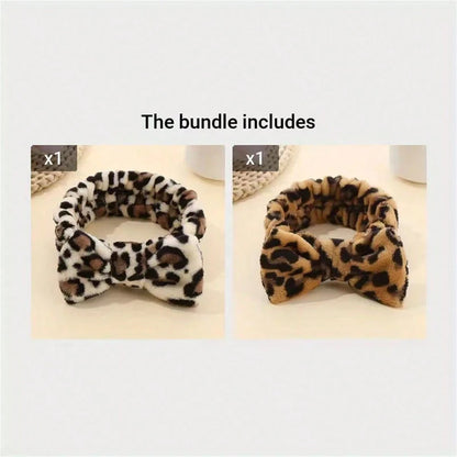 3pcs Hair Band Set| Vintage Leopard Print Face Wash Headband + 2pcs Wristbands| Soft Coral Fleece Material, Home Hair Accessory Set| Suitable For Face Washing, Makeup, SPA, Yoga And Daily Home Care