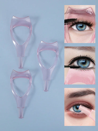 3pcs Mascara Shield Applicator Guard Eyelash Guide For Makeup, Eyelash Brush Tool, 3 In 1 Makeup Cosmetic Eyelash Tool Upper Lower Eye Lash Mascara Guard Applicator, For Women Girls, White,Makeup,Chea