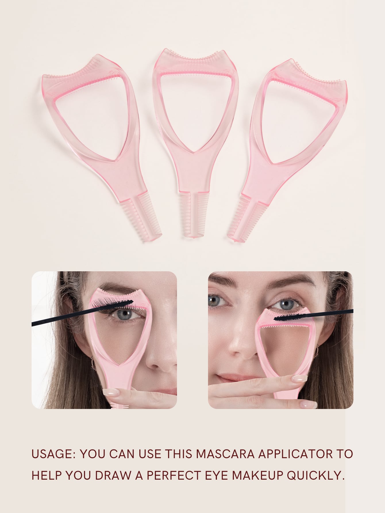 3pcs Mascara Shield Applicator Guard Eyelash Guide For Makeup, Eyelash Brush Tool, 3 In 1 Makeup Cosmetic Eyelash Tool Upper Lower Eye Lash Mascara Guard Applicator, For Women Girls, White,Makeup,Chea