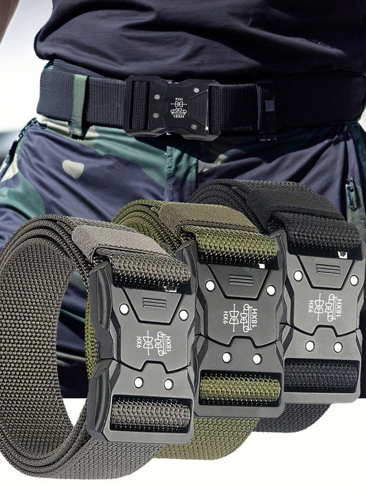 3pcs New Quick-Release Nylon Tactical Belt For Workout Pants, Outdoor Training, And Casual Men's Belts Suitable ForAthletic, Vacation, Graduation Gifts, Birthday, Daily Wear Halloween, Casual, Busines