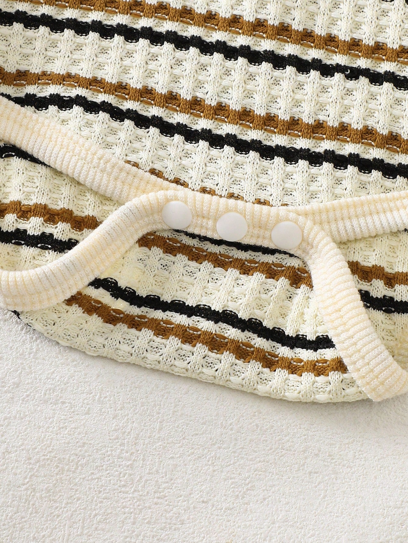 3pcs Newborn Baby Boy Black And White Striped Long Sleeved Jumpsuit Pants Hat Set Autumn Cute Teddy Bear Open Chest Romper Family Matching Outfit