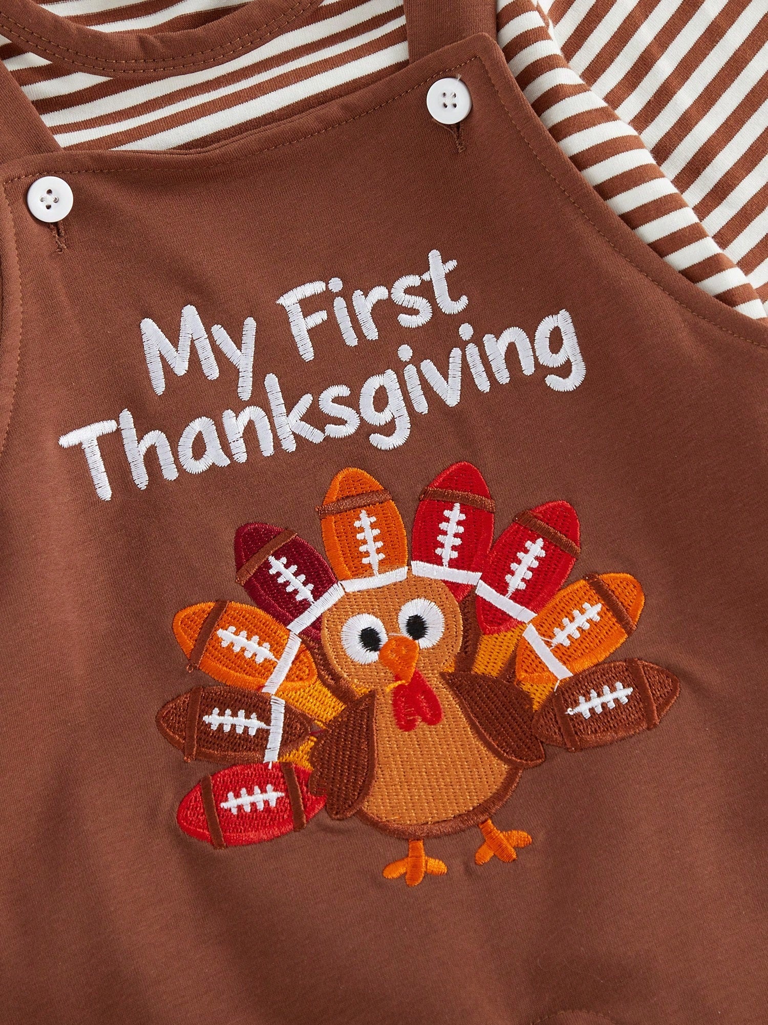 3Pcs Newborn Baby Boys Thanksgiving Outfits Set Long Sleeve Romper Tops + Turkey Suspender Pants + Hat 3M 6M 9M 12M 18M Infant Fall Overalls Clothes