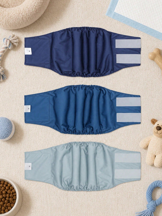3pcs/Pack Reusable Male Dog Diapers- Super Absorbent Washable Male Dog Diapers- Reusable Male Dog Diapers (Solid Color)