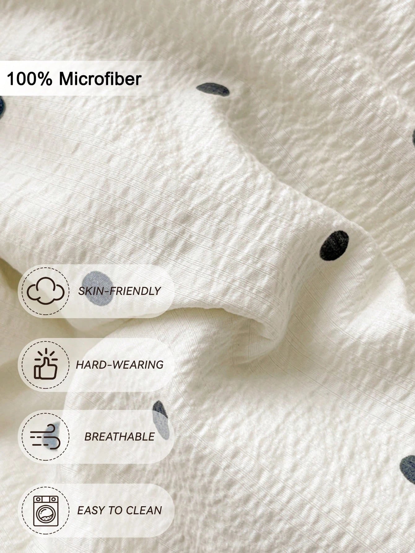 3pcs Polka Dot Bedding Set, Super Soft & Breathable, Premium Microfiber & Wrinkle-Resistant Fabric, All-Season Use. Machine Washable, Fade-Resistant, Anti-Pilling, Shrink-Proof And Wrinkle-Free. Simpl