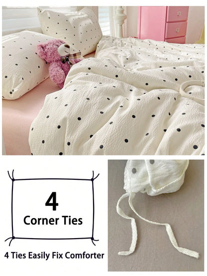 3pcs Polka Dot Bedding Set, Super Soft & Breathable, Premium Microfiber & Wrinkle-Resistant Fabric, All-Season Use. Machine Washable, Fade-Resistant, Anti-Pilling, Shrink-Proof And Wrinkle-Free. Simpl