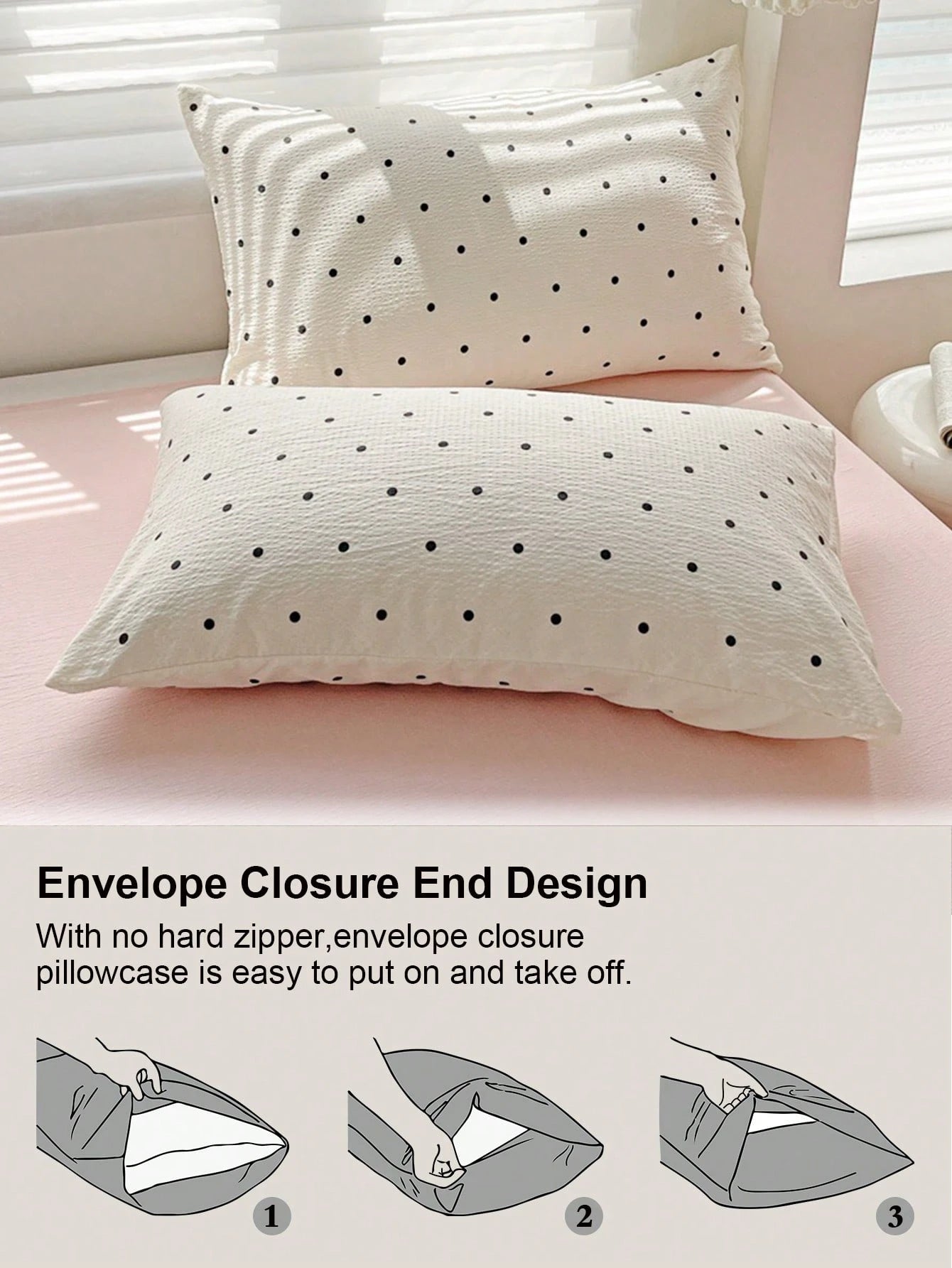 3pcs Polka Dot Bedding Set, Super Soft & Breathable, Premium Microfiber & Wrinkle-Resistant Fabric, All-Season Use. Machine Washable, Fade-Resistant, Anti-Pilling, Shrink-Proof And Wrinkle-Free. Simpl
