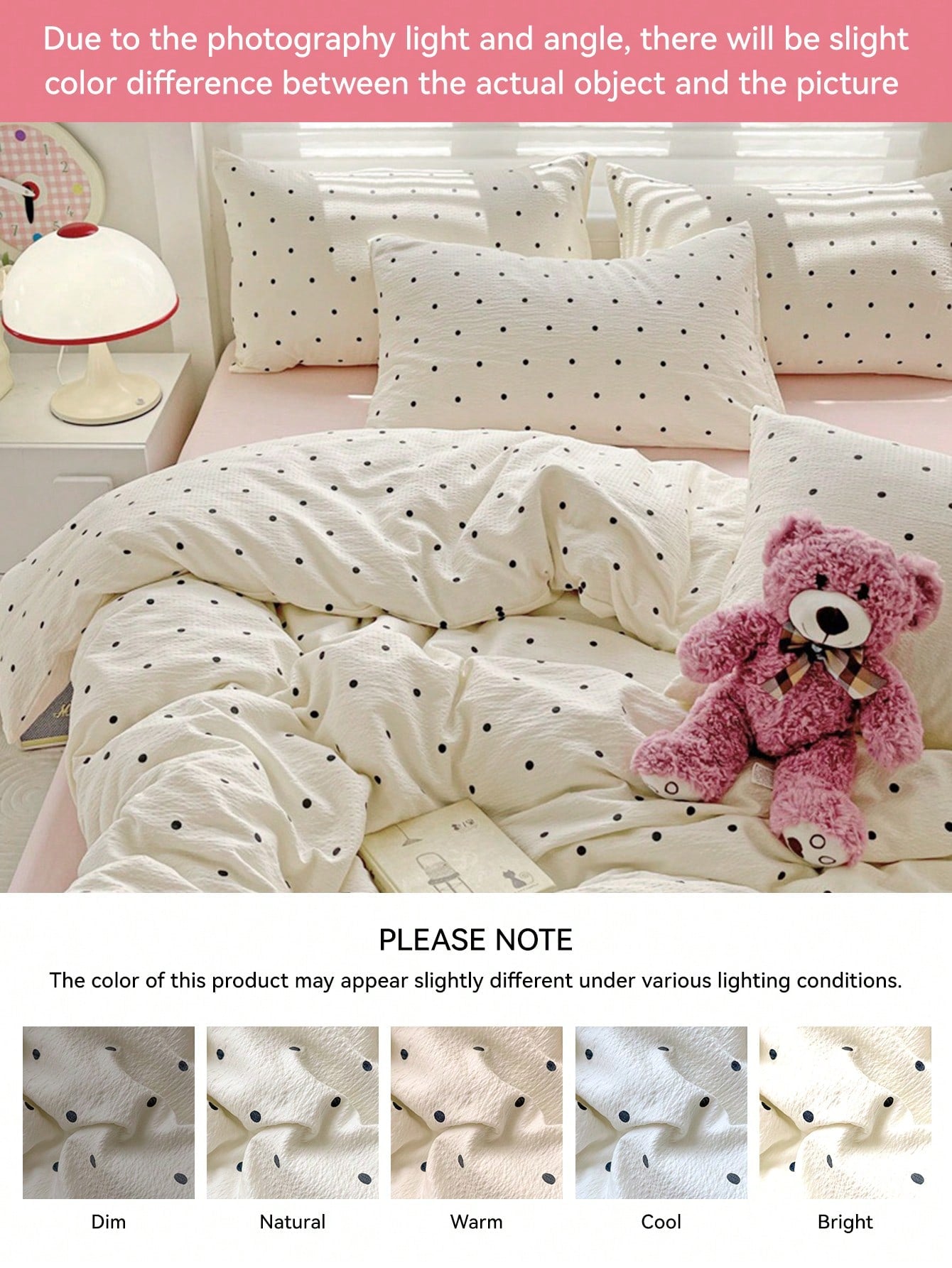 3pcs Polka Dot Bedding Set, Super Soft & Breathable, Premium Microfiber & Wrinkle-Resistant Fabric, All-Season Use. Machine Washable, Fade-Resistant, Anti-Pilling, Shrink-Proof And Wrinkle-Free. Simpl