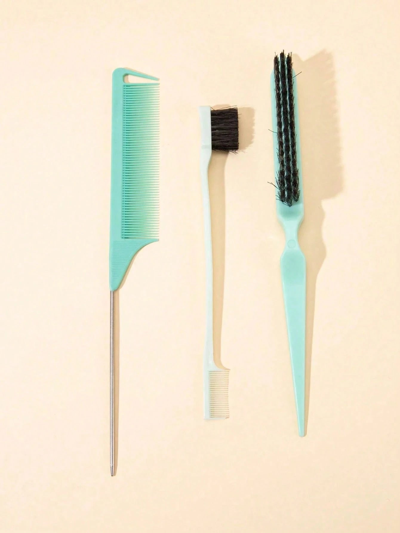 3PCS Professional Hair Styling Brush Set Includes Volumizing Brush Tail Comb Edge Brush Soft Bristles For Hairline Nape Detangling Smoothing Home Salon Beauty Parlor Back To School Travel Portable Men