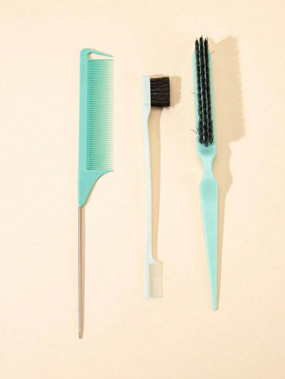 3PCS Professional Hair Styling Brush Set Includes Volumizing Brush Tail Comb Edge Brush Soft Bristles For Hairline Nape Detangling Smoothing Home Salon Beauty Parlor Back To School Travel Portable Men