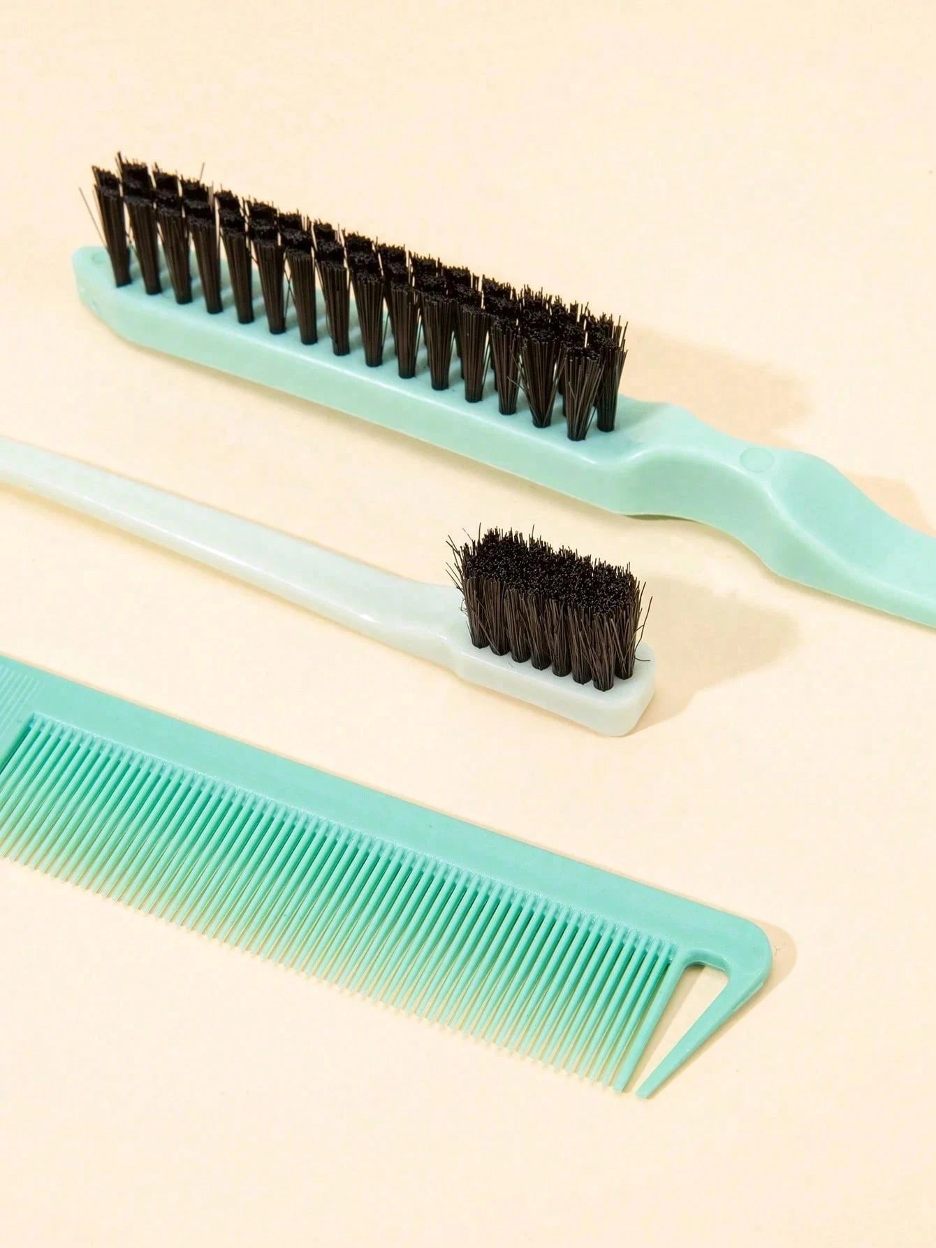 3PCS Professional Hair Styling Brush Set Includes Volumizing Brush Tail Comb Edge Brush Soft Bristles For Hairline Nape Detangling Smoothing Home Salon Beauty Parlor Back To School Travel Portable Men