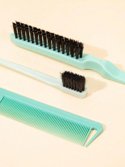 3PCS Professional Hair Styling Brush Set Includes Volumizing Brush Tail Comb Edge Brush Soft Bristles For Hairline Nape Detangling Smoothing Home Salon Beauty Parlor Back To School Travel Portable Men