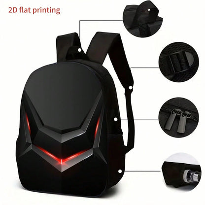 3pcs Red Light Mecha Backpack Set, Large Capacity Bookbag With Crossbody Bag & Pencil Case, Cool Robot Style School Travel Bag