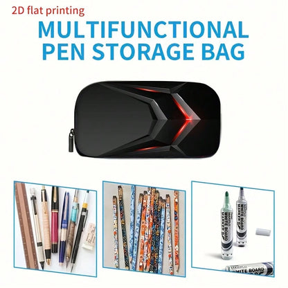3pcs Red Light Mecha Backpack Set, Large Capacity Bookbag With Crossbody Bag & Pencil Case, Cool Robot Style School Travel Bag
