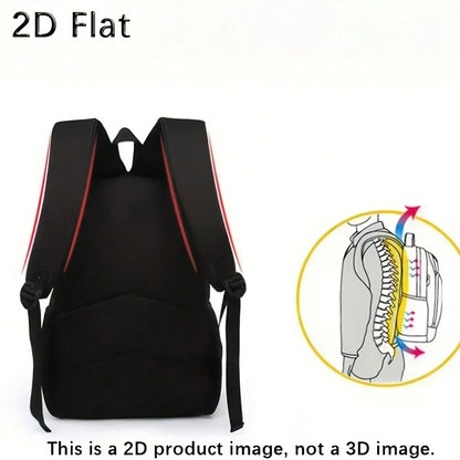 3pcs Red Light Mecha Backpack Set, Large Capacity Bookbag With Crossbody Bag & Pencil Case, Cool Robot Style School Travel Bag