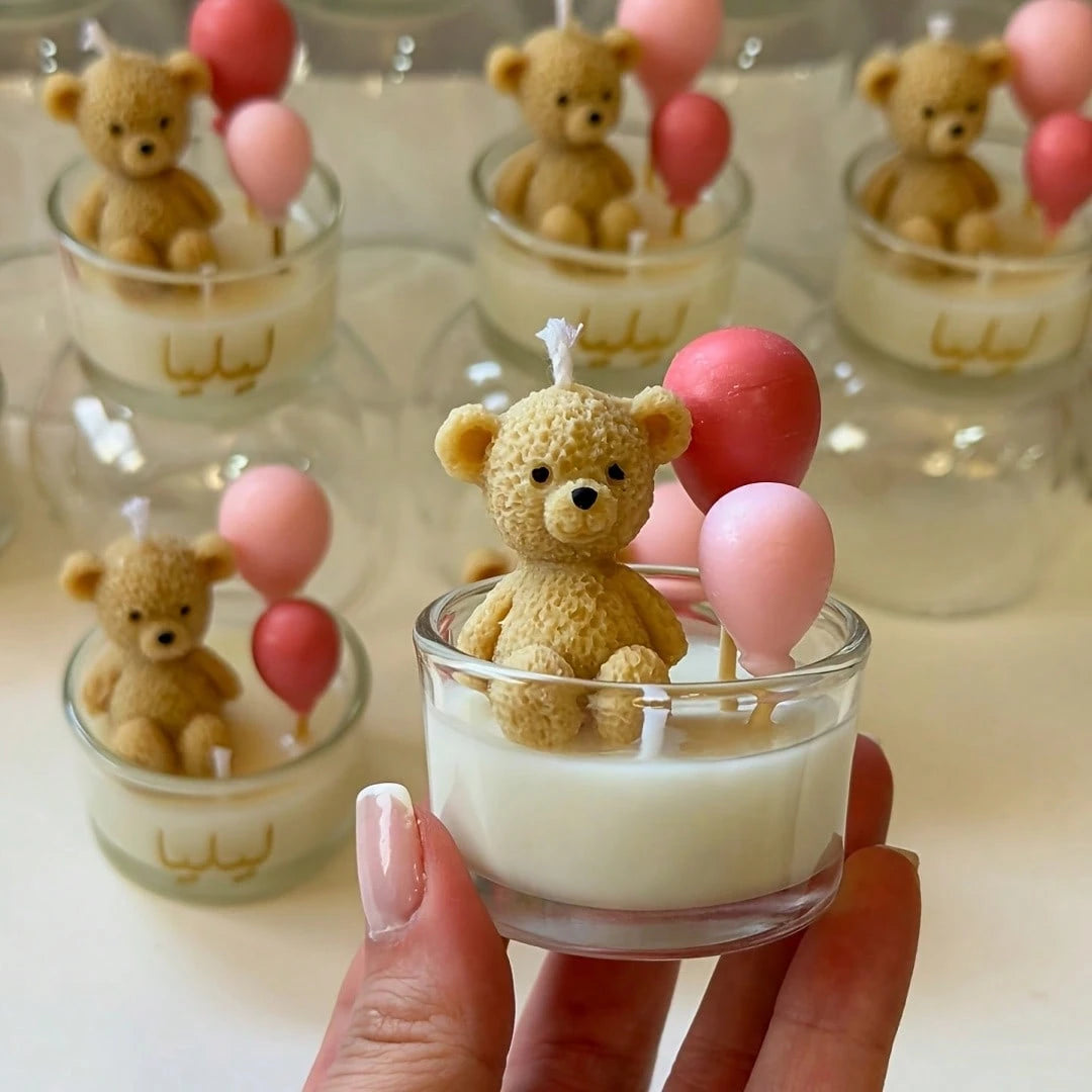 3pcs Resin Silicone Round Balloon And 3D Bear Silicone Mold Set, Candle Balloon And Bear Decorative Mold, Candle Add-On Mold, Decorative Craft Making Additive, For Concrete Making